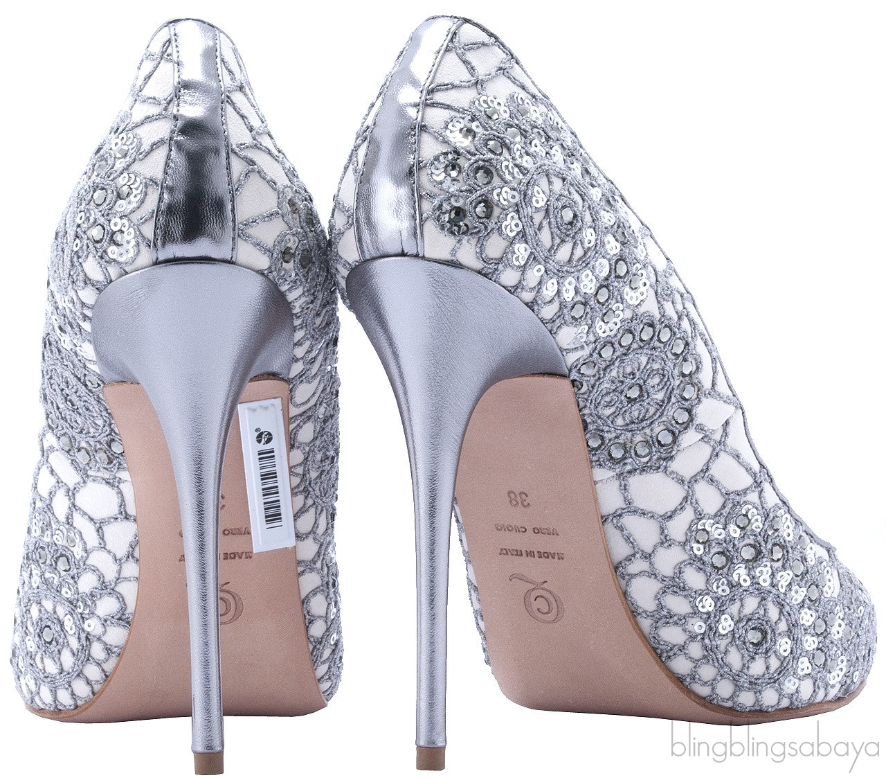 Crochet & Crystal Suede Pump