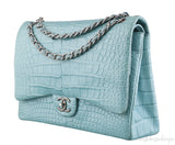 Turquoise Maxi Crocodile Flap Bag