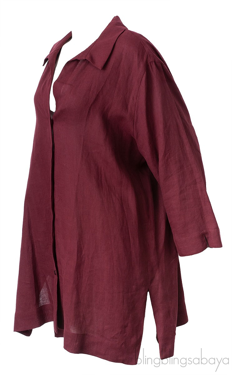 Maroon Linen Shirt