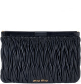 Black Matelasse Leather Clutch