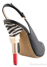 Black Pointed Slingback Lipstick Heels