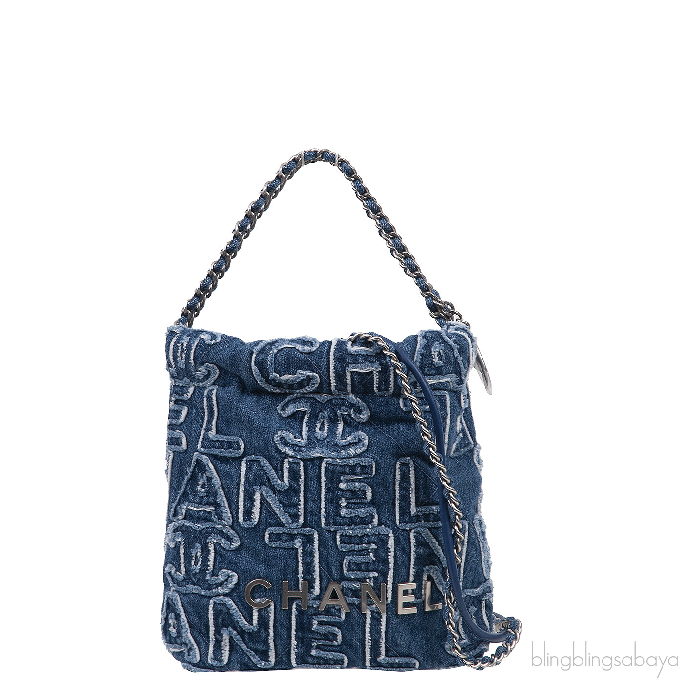 Chanel 22 Mini Denim CC Logo Hobo Bag