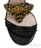 Gucci Black Bee Embellished Crystal Sandals