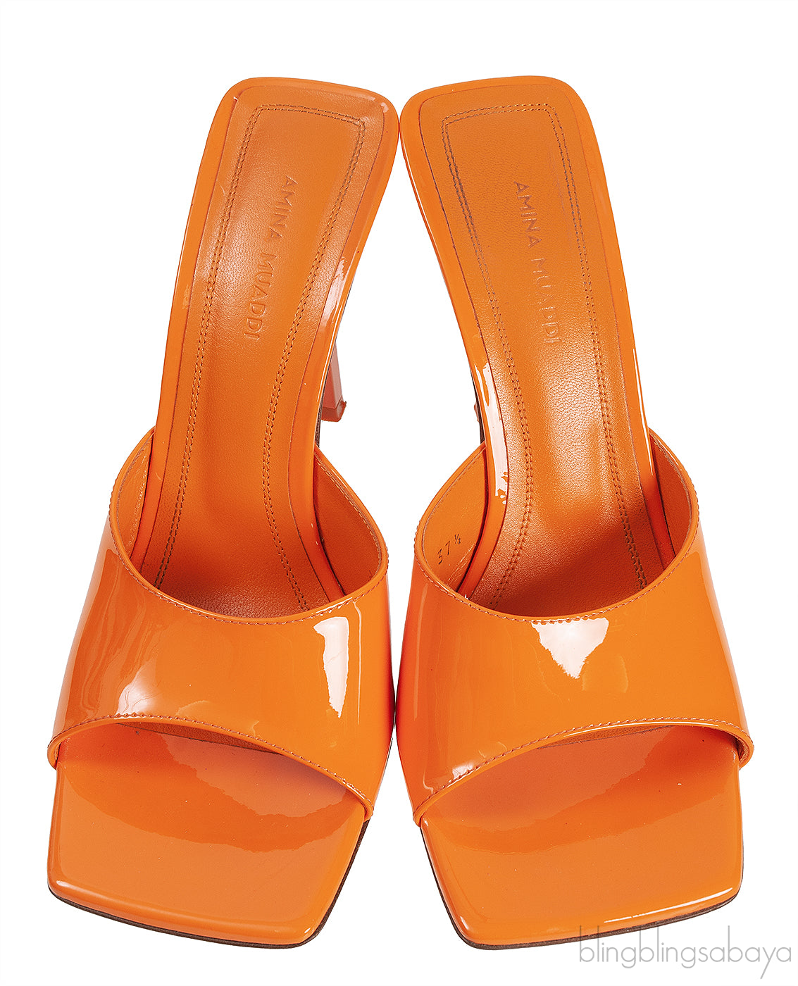 Amina Muaddi Orange Laura 95 Mules