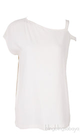 Asymmetric Shoulder Off-white Top