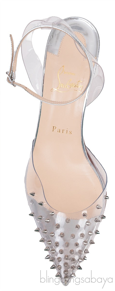 Spikoo Silver PVC Slingback Heels