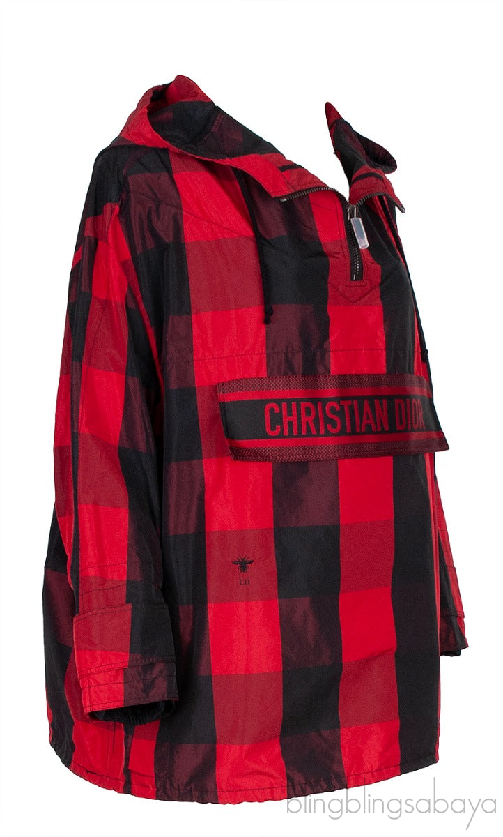 Dior Black & Red Plaid Polyester Rain Jacket