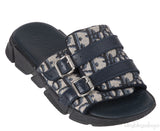 Beige and Black Dior Oblique Technical Kids Jacquard Sandals