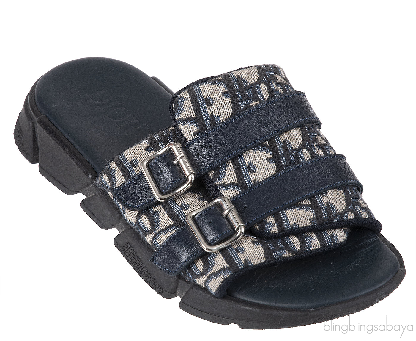 Beige and Black Dior Oblique Technical Kids Jacquard Sandals