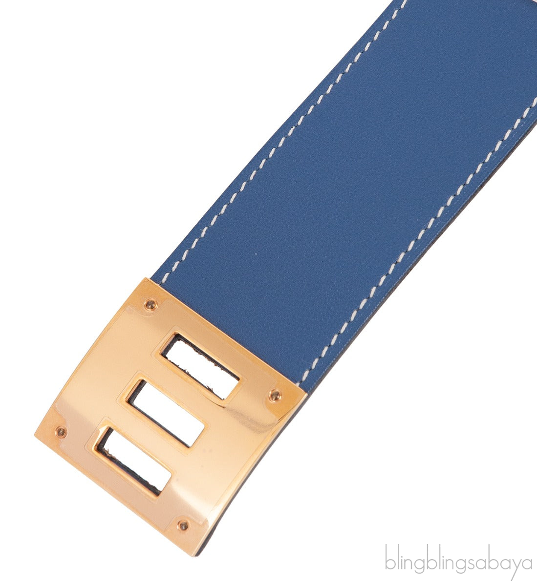 Hermes Blue Brighton Kelly Dog GHW Bracelet