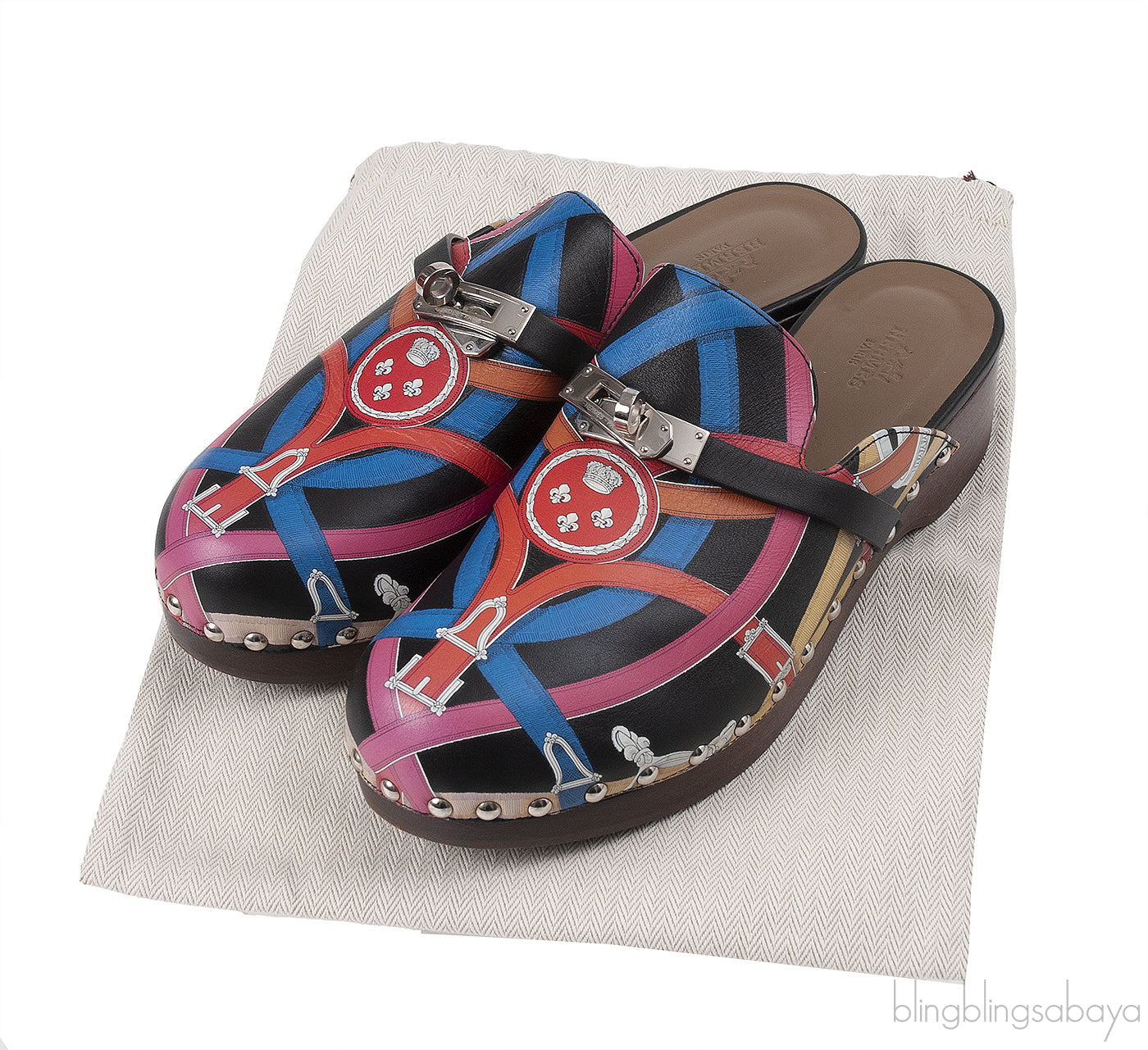 Hermes Carlota Multicolor Printed Cavalcadour Mules