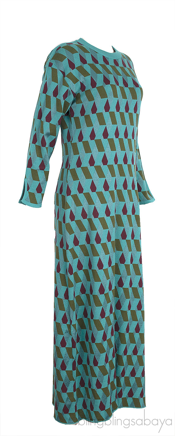 Leisure Jacquard-Knit Cotton Blend Dress