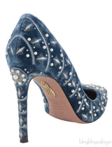 Pearl Embroidered Velvet Heels
