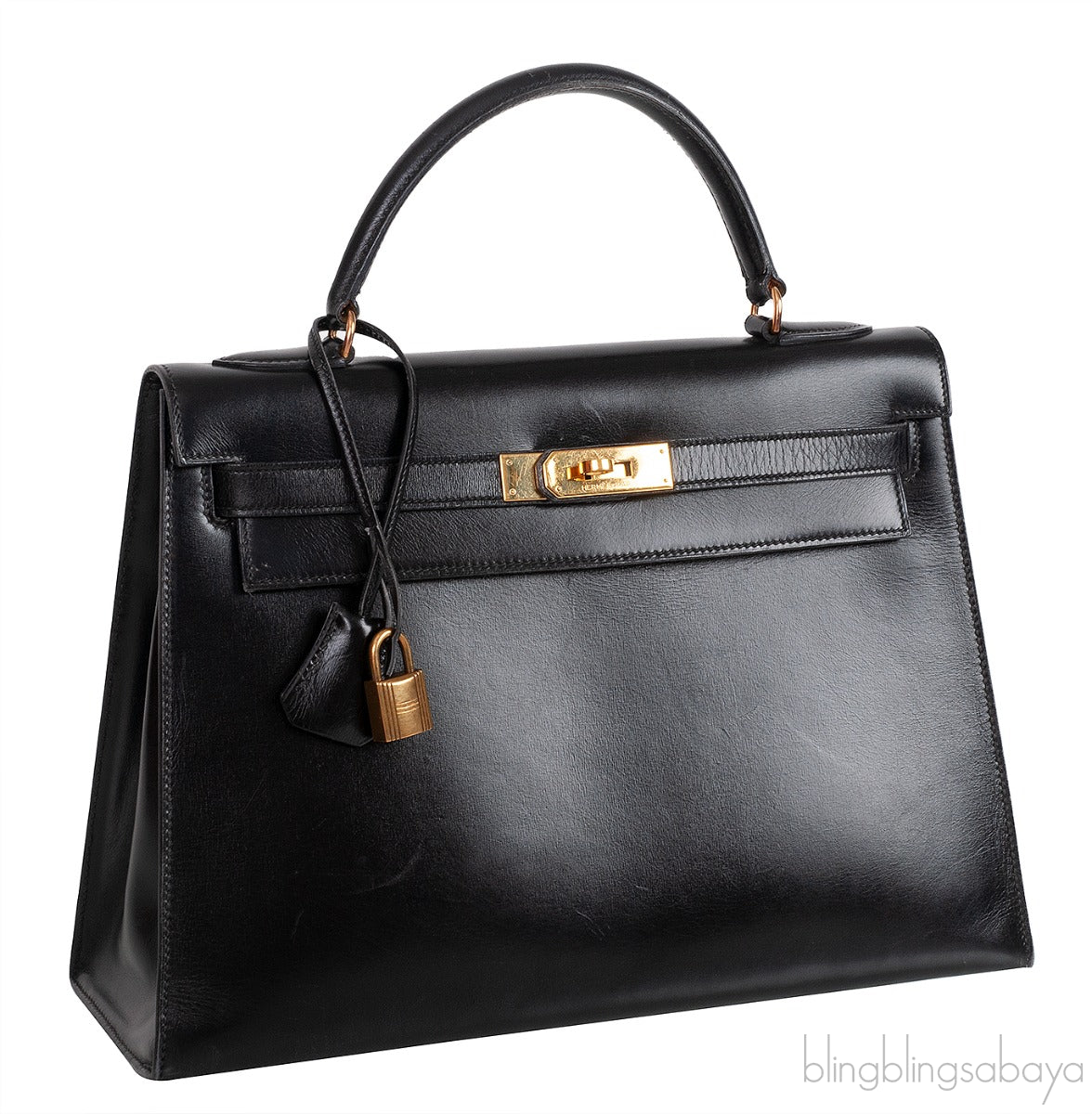 Vintage Kelly 32 Black Box Sellier GHW