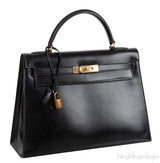 Vintage Kelly 32 Black Box Sellier GHW
