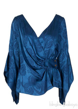 Blue Wrap Long Sleeve Top