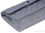 2.55 Silver Quilted Glitter Flap Bag