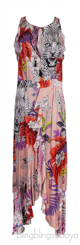 Old Rose Floral Multicolor Print Dress