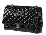 Chanel Black Patent Maxi Double Flap Quilted Bag