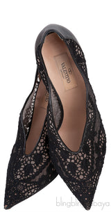 Black Mesh Pointed Toe Heels