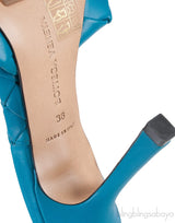 Blue Lido Intrecciato Mules