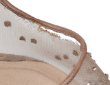 Gold & Beige Mesh Crystal Pointed Toe Heels
