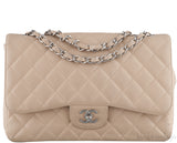 Beige Caviar Jumbo Flap Bag