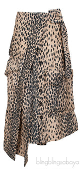 Leopard Print Asymmetric Midi Skirt