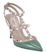 Vert Anis Rockstud Leather Pump