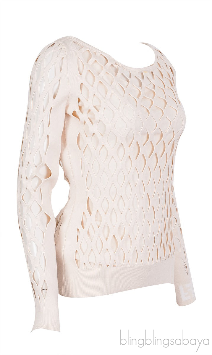 Beige Cut-out Sweatshirt w/ Inner