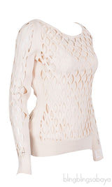 Beige Cut-out Sweatshirt w/ Inner