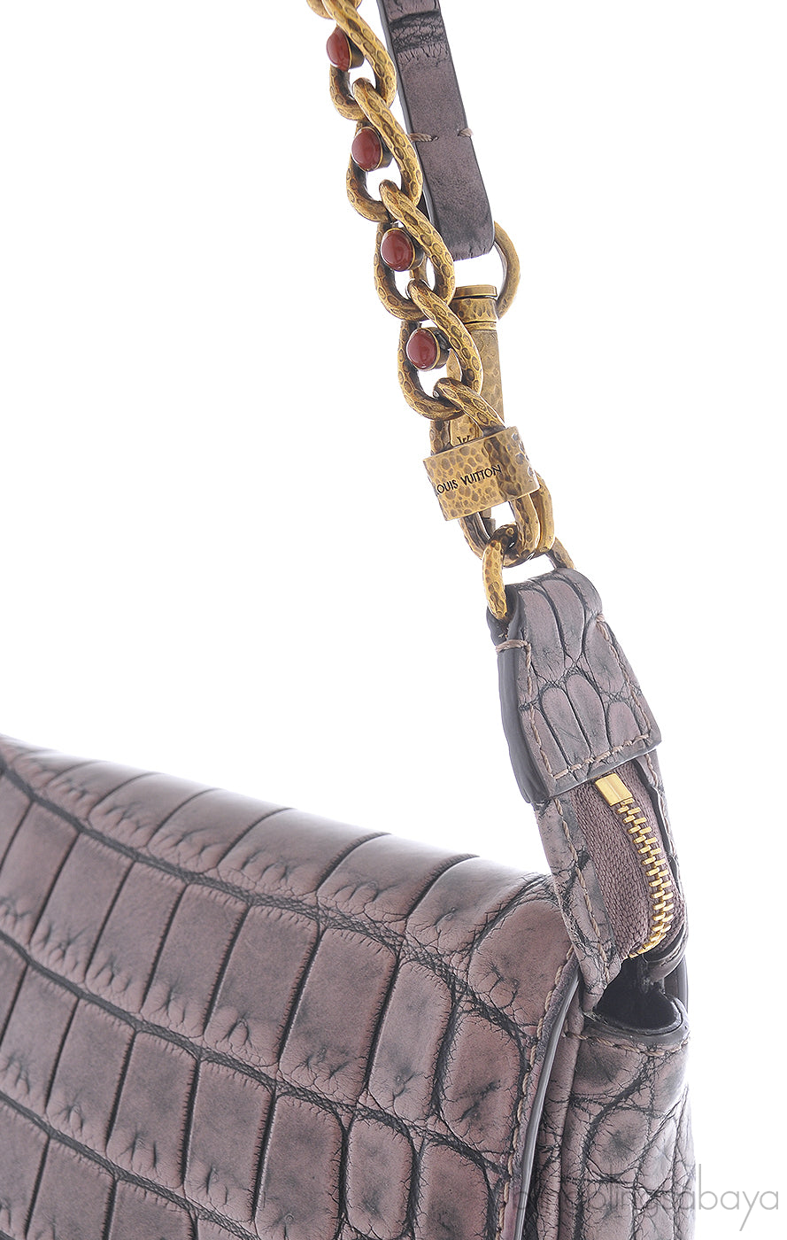 Ecrin Pochette Crocodile Chain Flap