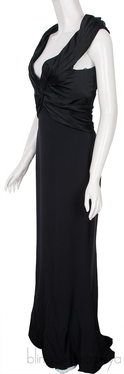 Black Gathered Top Long Dress
