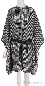 Giro Belted Houndtooth Poncho Coat