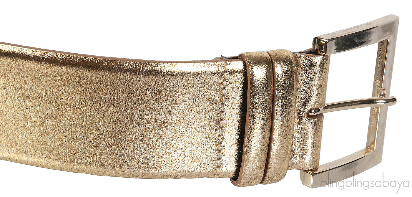 Oscar Dela Renta Metallic Gold Double Hinge Belt