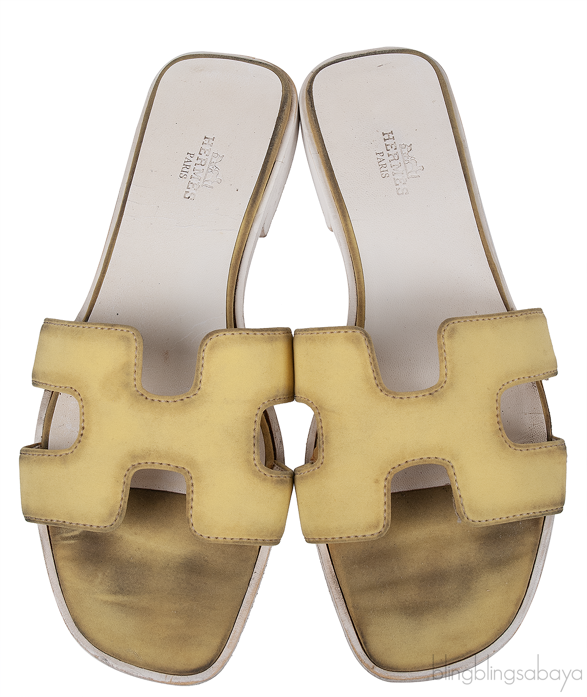 Hermes Oran Yellow Fabric Sandals