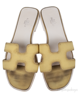 Hermes Oran Yellow Fabric Sandals
