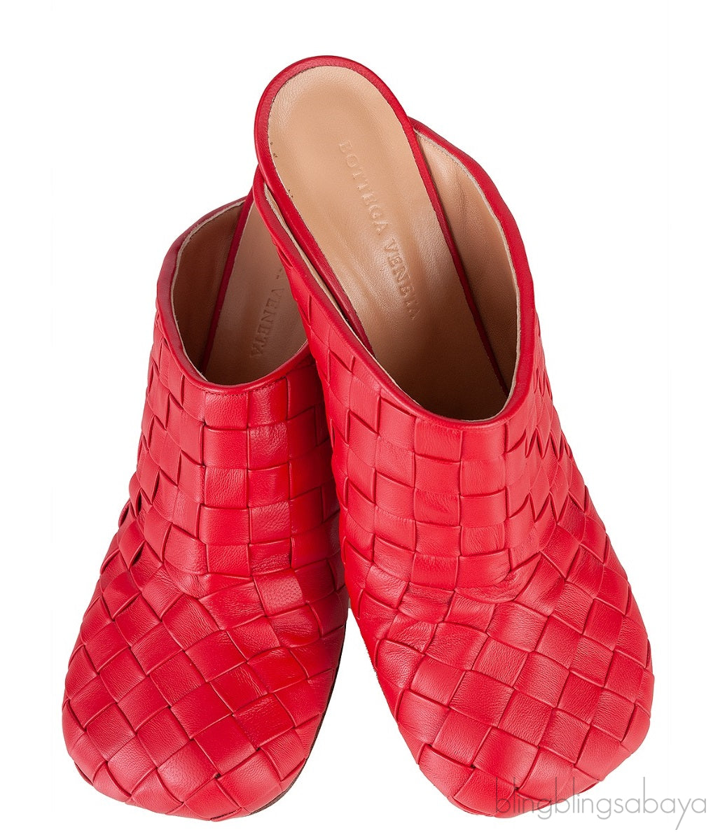 Bottega Veneta Red Bold Intrecciato Mule