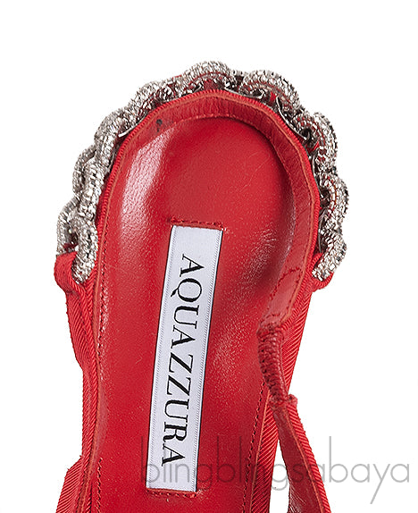Aquazzura Red Love Link 105 Crystal Slingback Heel