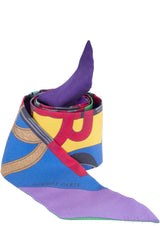 Purple Multi-color Printed Twilly