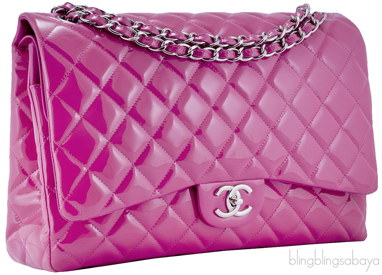 Fuchsia Quilted Maxi Flap Bag
