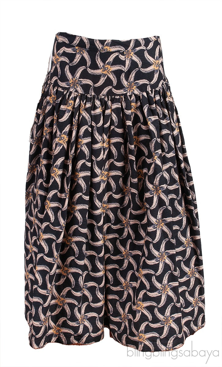 Dark Blue Blouse & Floral Print Skirt