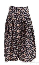 Dark Blue Blouse & Floral Print Skirt
