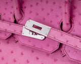 Birkin 35 Ostrich Fuschia Pink PHW