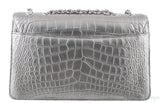 Silver Grey Crocodile Flap Bag