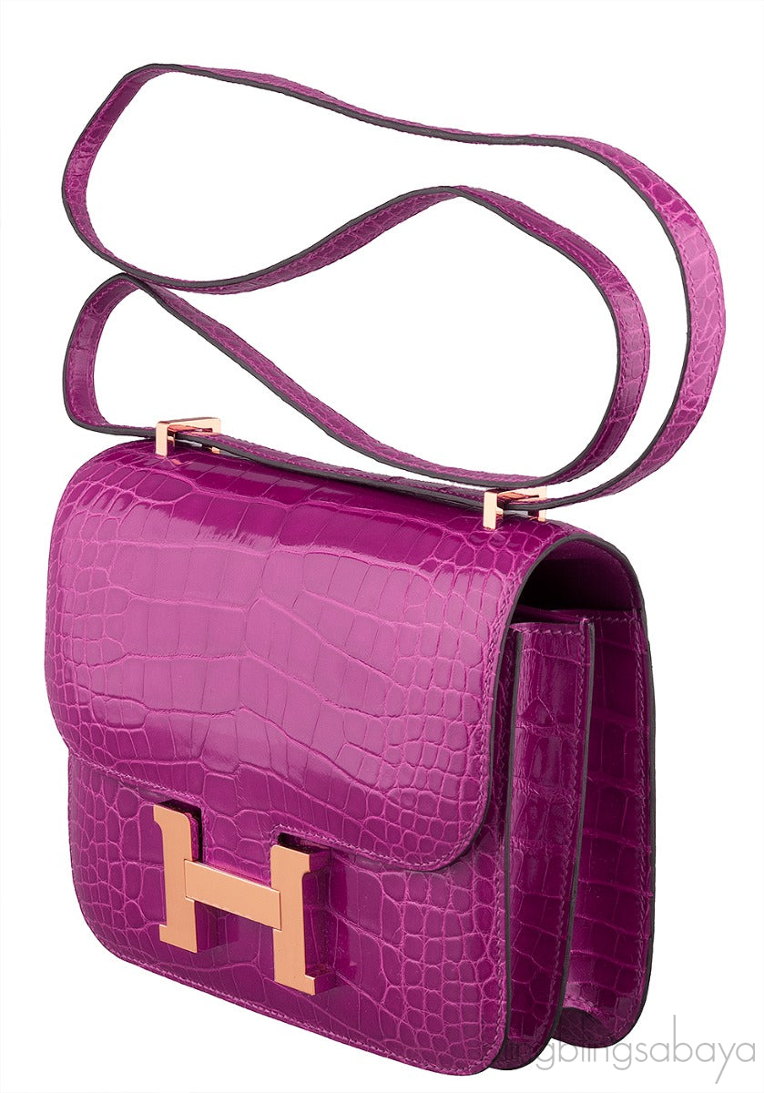Constance III Mini Rose Pourpre Crocodile