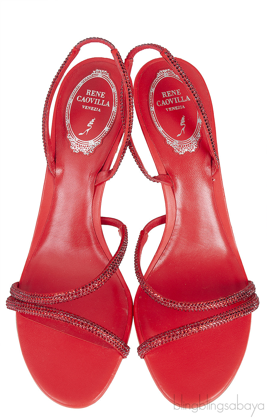 Red Crystal Slingback Sandals