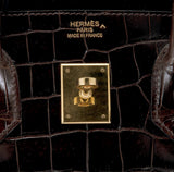 Birkin 35 Brown Patent Porosus GHW