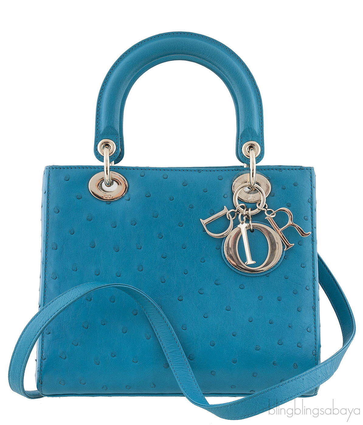 Lady Dior Blue Green Ostrich GHW