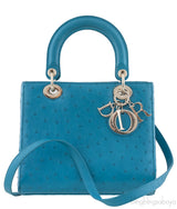 Lady Dior Blue Green Ostrich GHW